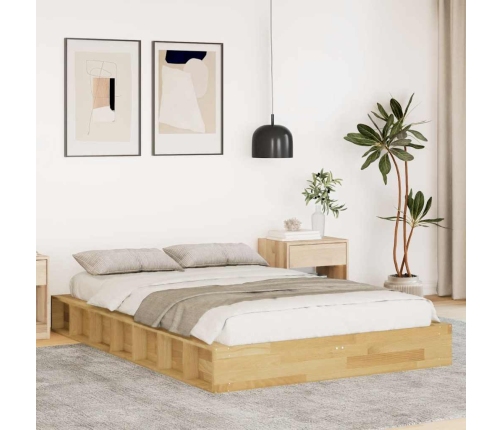 Estructura de cama sin colchón 120x190 cm madera maciza roble