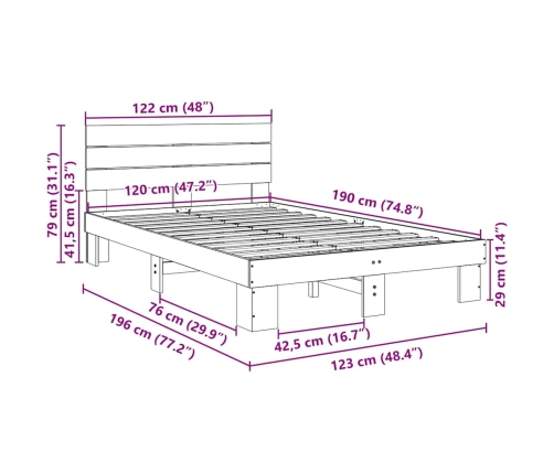 Estructura de cama con cabecero sin colchón 120x190 cm