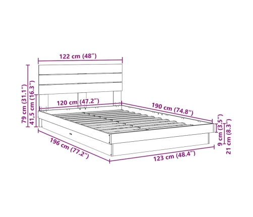 Estructura de cama con cabecero sin colchón 120x190 cm