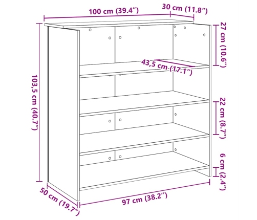 Mostrador de recepción blanco 100x50x103,5 cm madera ingeniería