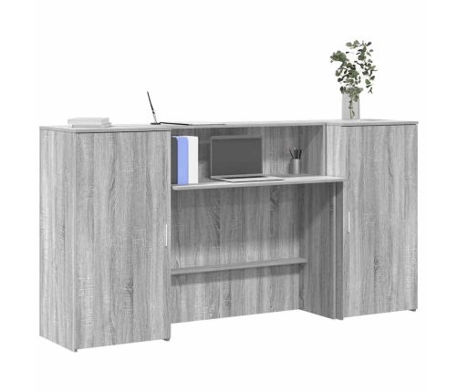 Mostrador de recepción sonoma gris 200x50x103,5 cm