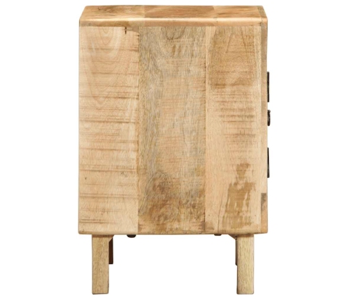 Mesita de noche de madera maciza de mango rugosa 40x32x46 cm