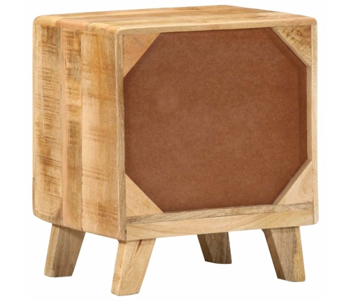 Mesita de noche de madera maciza de mango rugosa 40x32x46 cm