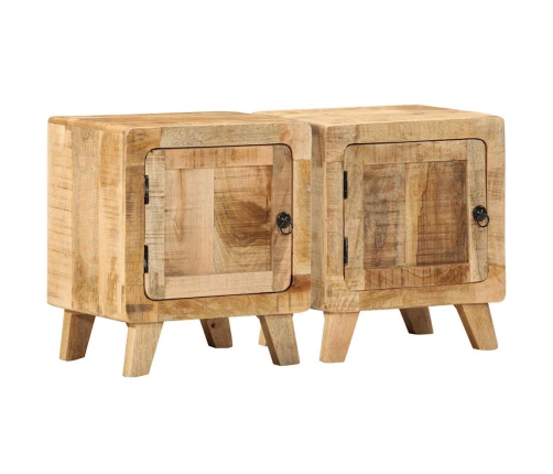 Mesilla de noche 2 uds 40x32x46 cm madera mango rugosa