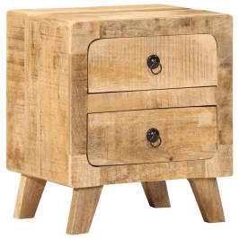 Mesita de noche de madera maciza de mango rugosa 40x32x46 cm