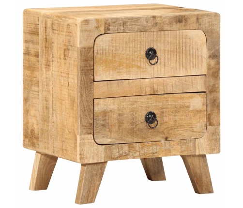 Mesita de noche de madera maciza de mango rugosa 40x32x46 cm