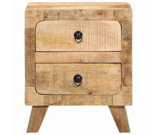 Mesita de noche de madera maciza de mango rugosa 40x32x46 cm