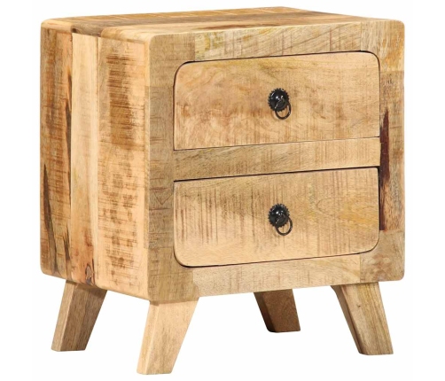 Mesita de noche de madera maciza de mango rugosa 40x32x46 cm