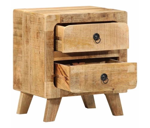 Mesita de noche de madera maciza de mango rugosa 40x32x46 cm