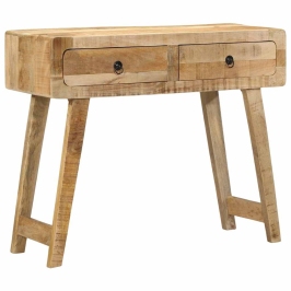 Mesa consola madera maciza de mango rugosa 90x32x75 cm