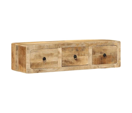 Mueble de TV de pared madera maciza mango rugosa 100x32x25 cm