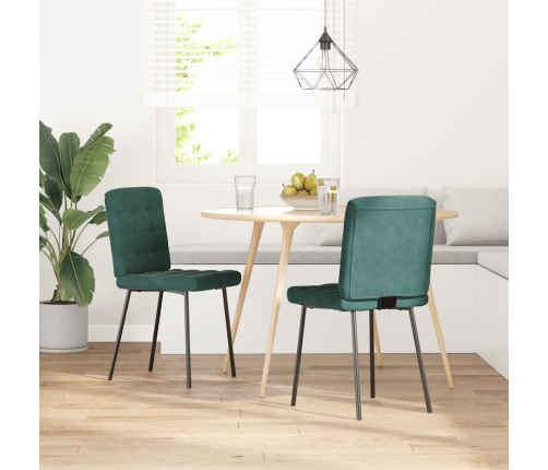 Sillas de comedor 2 unidades terciopelo verde oscuro