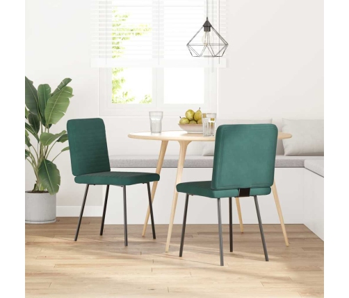 Sillas de comedor 2 unidades terciopelo verde oscuro