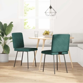 Sillas de comedor 2 unidades terciopelo verde oscuro