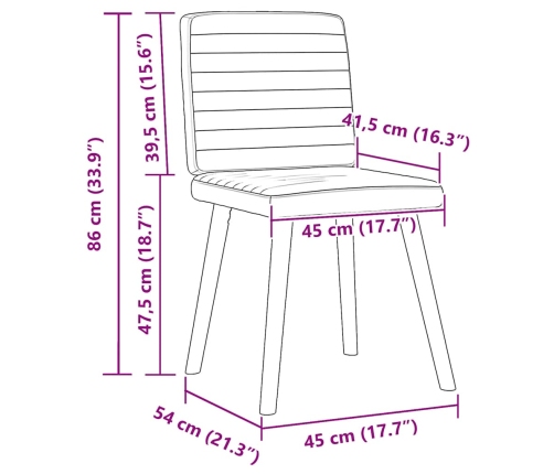 Sillas de comedor 2 uds tela azul jeans