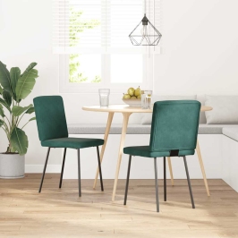 Sillas de comedor 2 unidades terciopelo verde oscuro