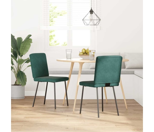 Sillas de comedor 2 unidades terciopelo verde oscuro