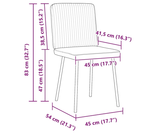 Sillas de comedor 2 unidades terciopelo rosa