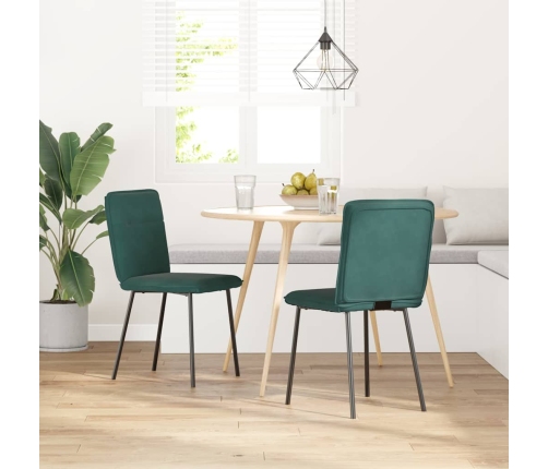 Sillas de comedor 2 unidades terciopelo verde oscuro