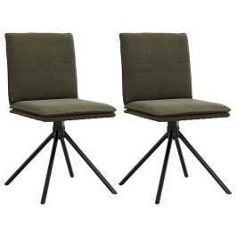 Silla de comedor cuero gamuza verde militar