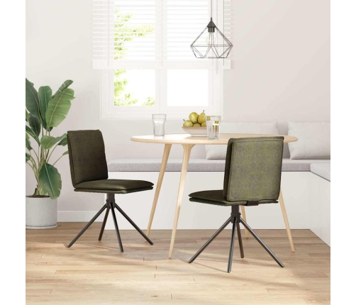 Silla de comedor cuero gamuza verde militar