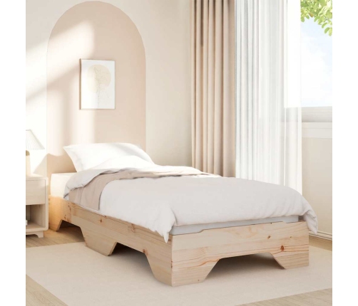 Estructura de cama sin colchón apilable 90x190 cm madera maciza