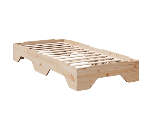 Estructura de cama sin colchón apilable 75x190 cm madera maciza