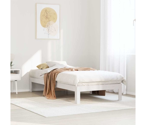 Cama sin colchón madera maciza de pino blanca 80x200 cm