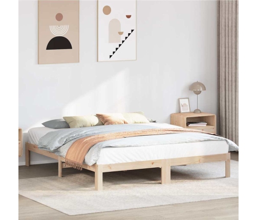 Estructura de cama sin colchón madera maciza de pino 160x200 cm