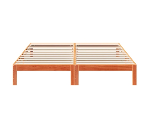 Cama sin colchón madera maciza de pino marrón cera 160x200 cm