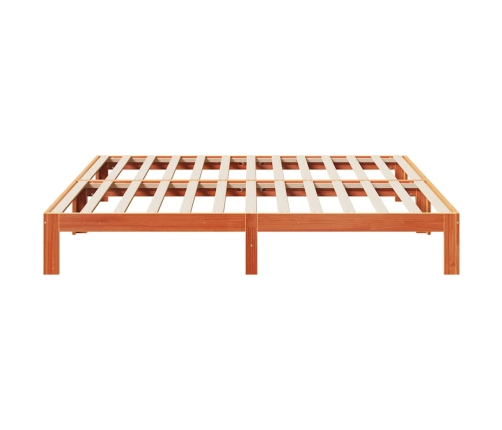 Cama sin colchón madera maciza de pino marrón cera 160x200 cm