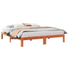 Cama sin colchón madera maciza de pino marrón cera 160x200 cm