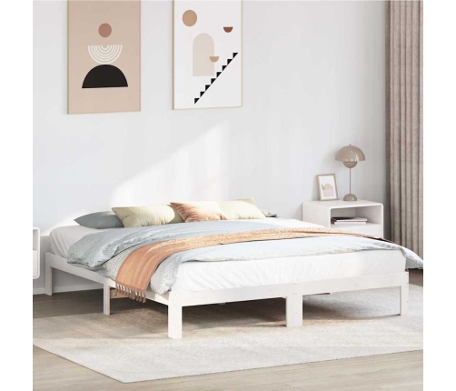 Cama sin colchón madera maciza de pino blanca 180x200 cm