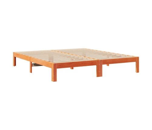 Cama sin colchón madera maciza de pino marrón cera 180x200 cm