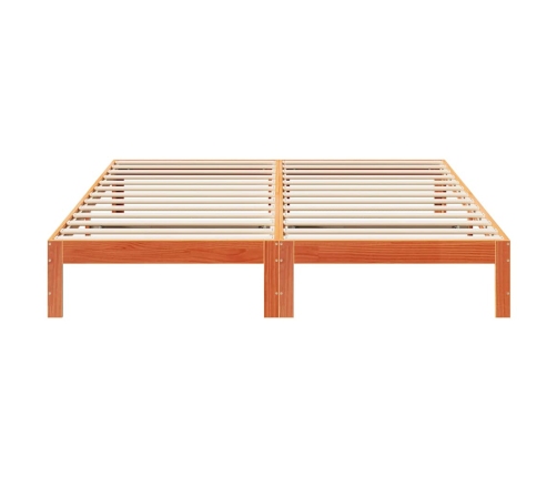 Cama sin colchón madera maciza de pino marrón cera 180x200 cm