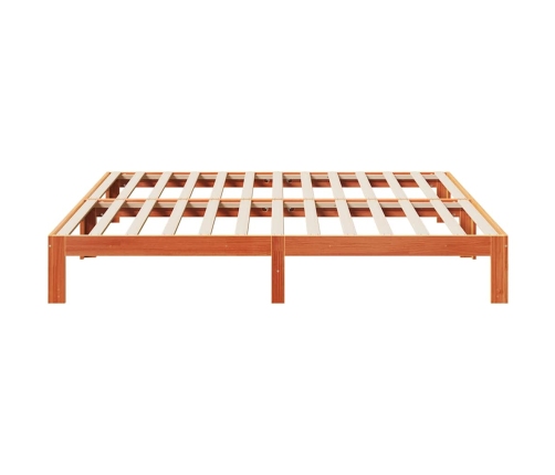 Cama sin colchón madera maciza de pino marrón cera 180x200 cm