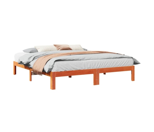 Cama sin colchón madera maciza de pino marrón cera 180x200 cm