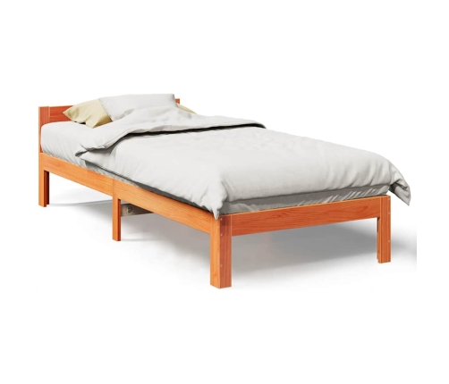 Cama sin colchón madera maciza pino marrón cera 80x200 cm