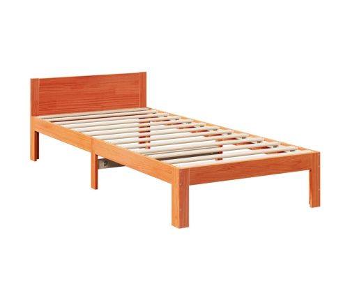 Cama sin colchón madera maciza pino marrón cera 80x200 cm