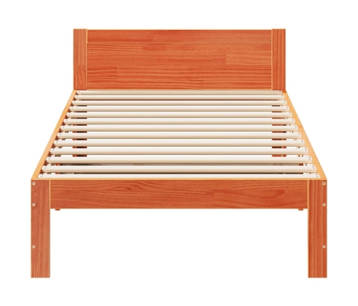 Cama sin colchón madera maciza pino marrón cera 80x200 cm