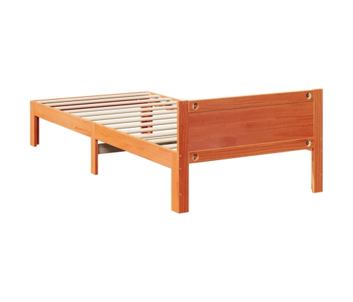 Cama sin colchón madera maciza pino marrón cera 80x200 cm