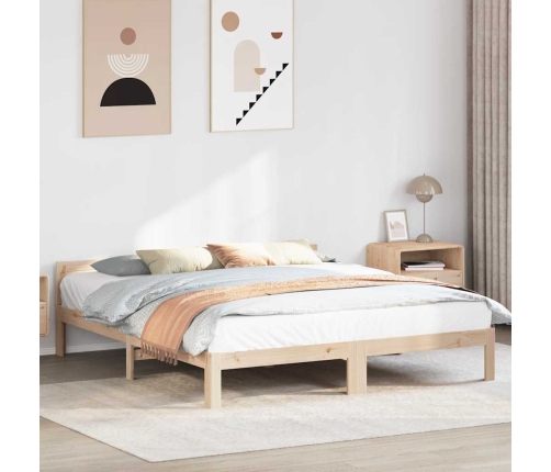 Estructura de cama sin colchón madera maciza de pino 160x200 cm