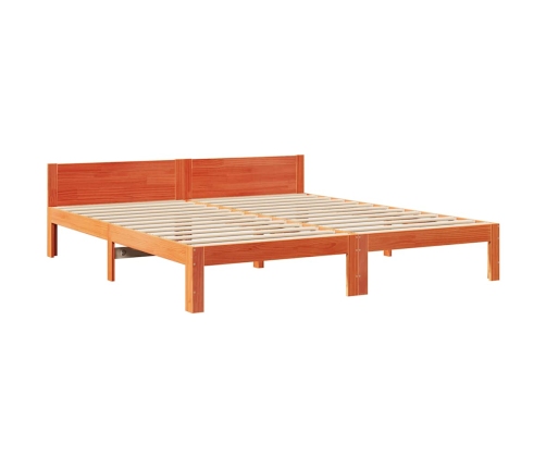 Cama sin colchón madera maciza de pino marrón cera 160x200 cm