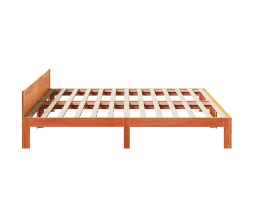 Cama sin colchón madera maciza de pino marrón cera 160x200 cm