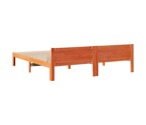 Cama sin colchón madera maciza de pino marrón cera 160x200 cm