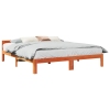 Cama sin colchón madera maciza de pino marrón cera 160x200 cm