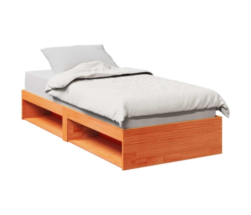 Sofá cama sin colchón madera maciza pino marrón cera 80x200 cm