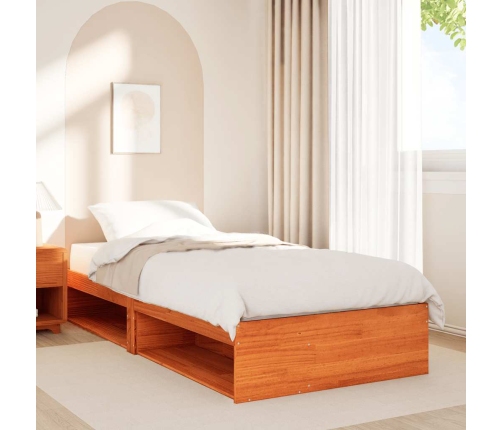 Sofá cama sin colchón madera maciza pino marrón cera 90x190 cm