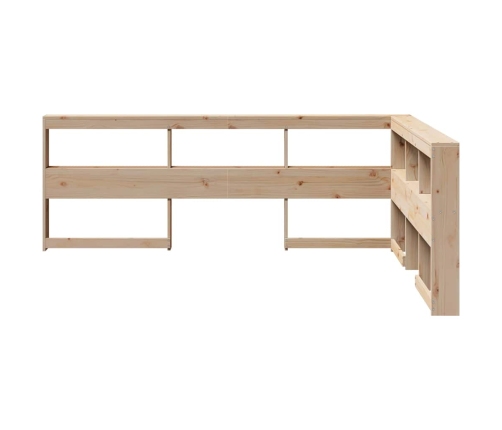 Cabecero librería en forma de L madera maciza de pino 160 cm