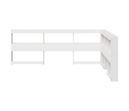 Cabecero librería en forma L madera maciza pino blanco 160 cm